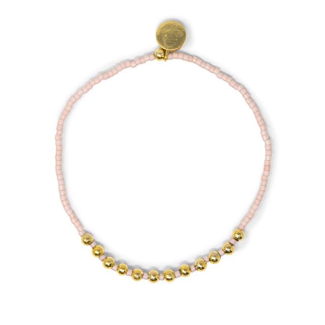 Pacifica Coral & Gold Alternating Stretch Bracelet