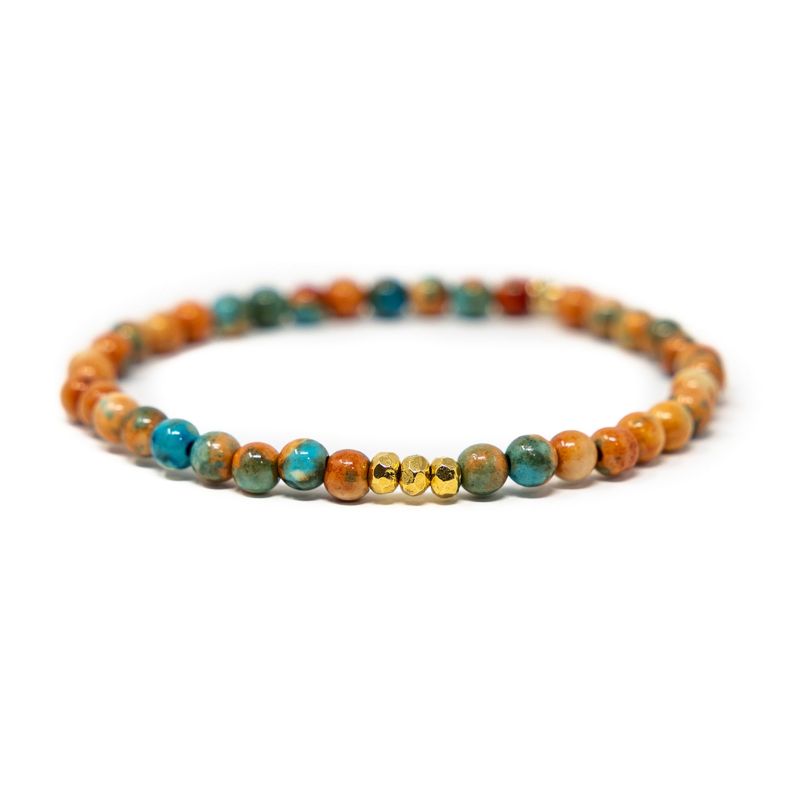Jade Stretch Bracelet - Coral & Aqua