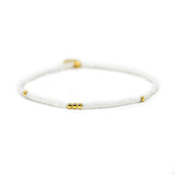 White & Gold Bead Stretch Bracelet