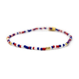 Red White & Blue Americana Stretch Bracelet w/ Gold