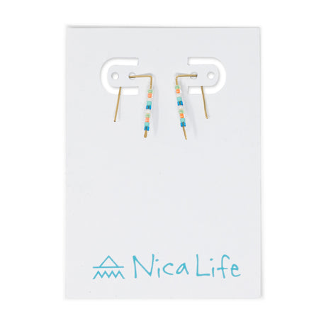 Simple Seed Bead Bar Earring Miami & Gold