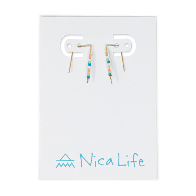 Simple Seed Bead Bar Earring Miami & Gold