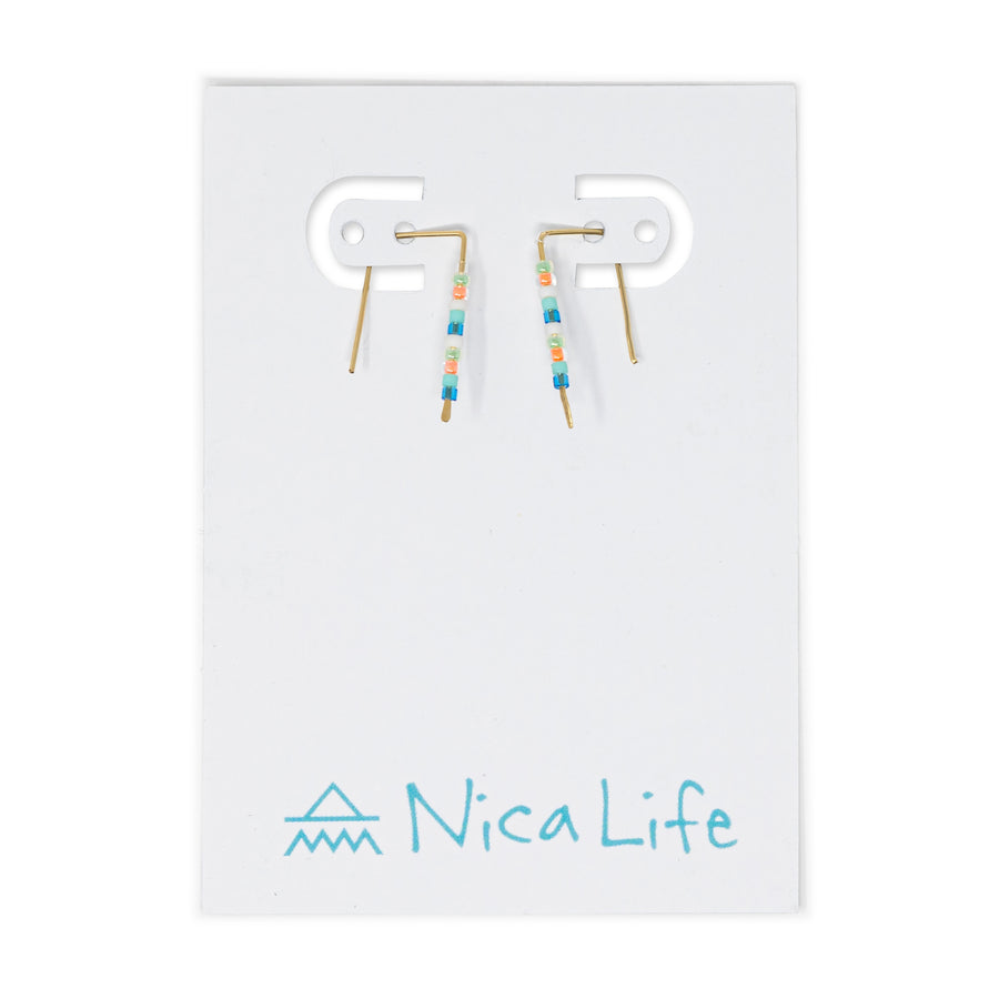 Simple Seed Bead Bar Earring Miami & Gold