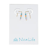 Simple Seed Bead Bar Earrings Carnival & Gold