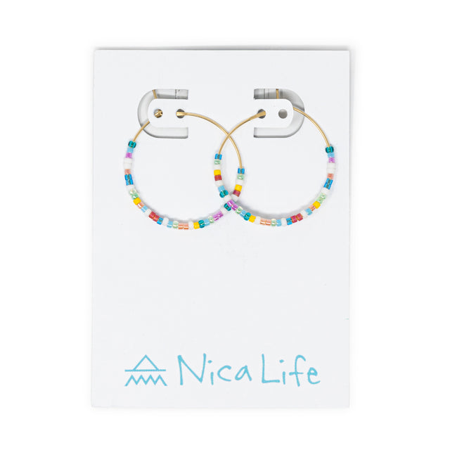 Seed Bead Hoop Earring Carnival & Gold