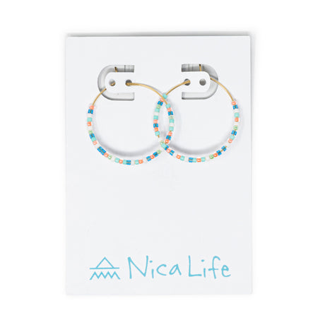 Seed Bead Hoop Earrings Miami & Gold