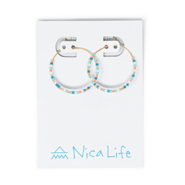 Seed Bead Hoop Earrings Miami & Gold