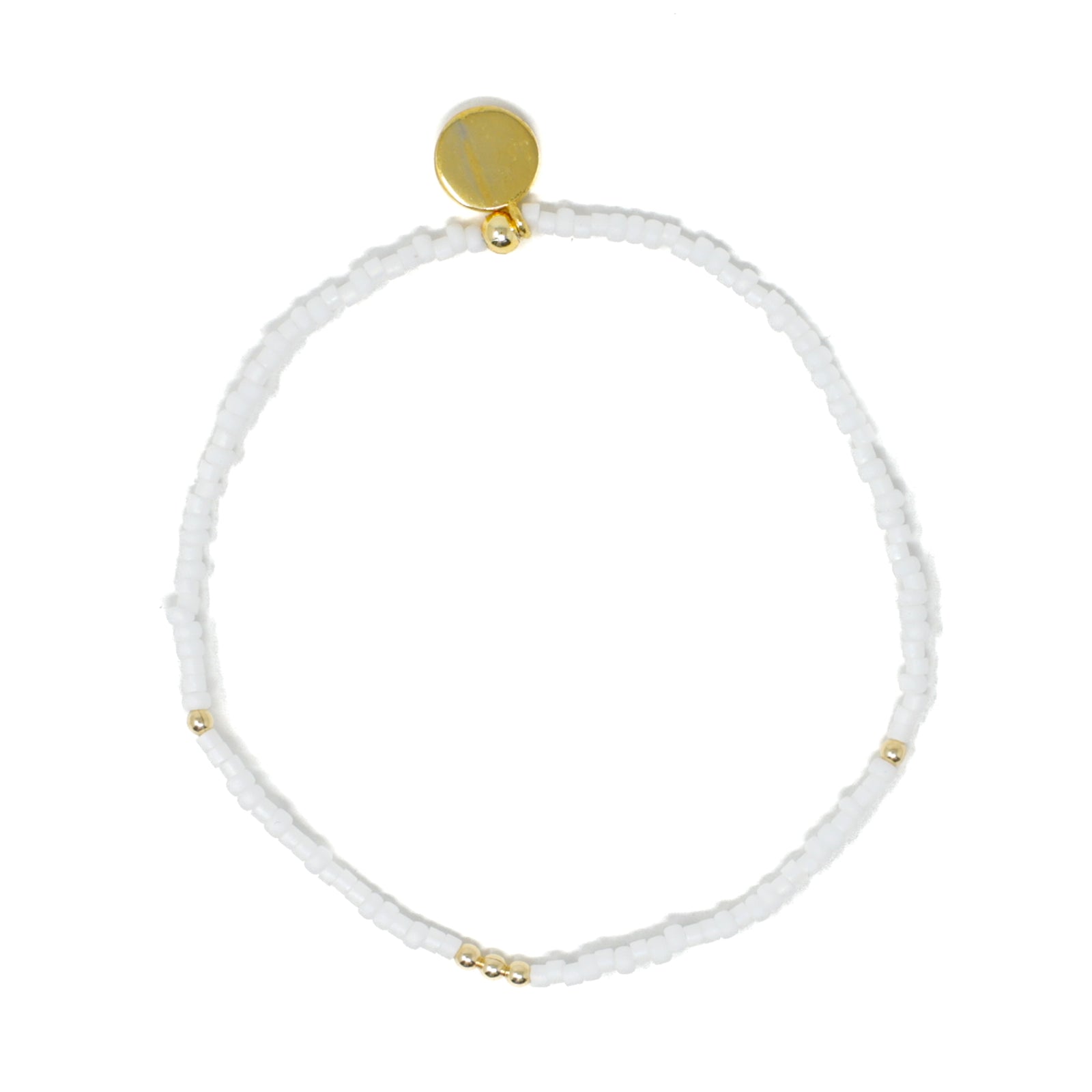 White & Gold Bead Stretch Bracelet