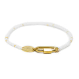 White & Gold Seed Bead Charm Bar Bracelet Base