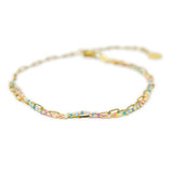 Doubled Up Anklet in Rainbow & Small Gold Chain