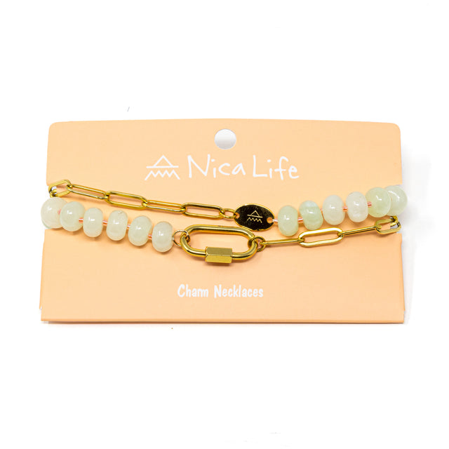 Charm Bar Pony Bead Necklace Base- Mint