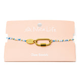 Blue & Gold Seed Bead Charm Bar Bracelet Base