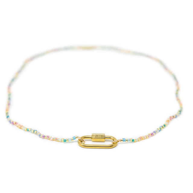 Pastel Rainbow Seed Bead Charm Bar Necklace Base