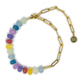 Meet me Halfway Anklet in Rainbow Pony Bead & Gold Chain