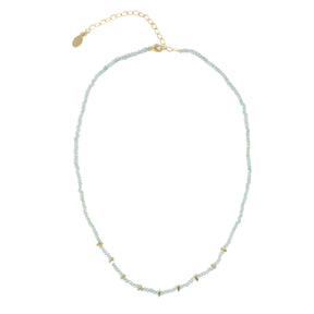 2mm Amazonite Faceted Choker with Vermeil stick beads  on white