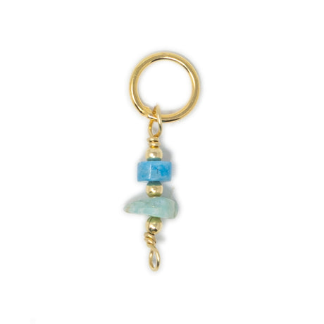 Amazonite & apatite stone charm for charm necklace or bracelet shown on white