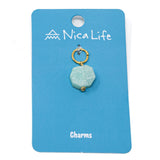 Large Amazonite stone charm on blue Nica Life branded card