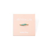 Amazonite & Gold ring on a pink Nica Life branded card