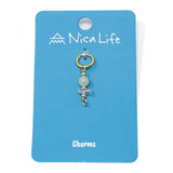 Amazonite & Rose Quartz Stone Charm for charm bracelet for charm necklace or bracelet on blue NIca Life branded card