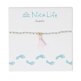 Cucumber with Sunset Pink Tassel Anklet