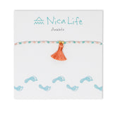 Teal & Coral w/ Coral Tassel Anklet