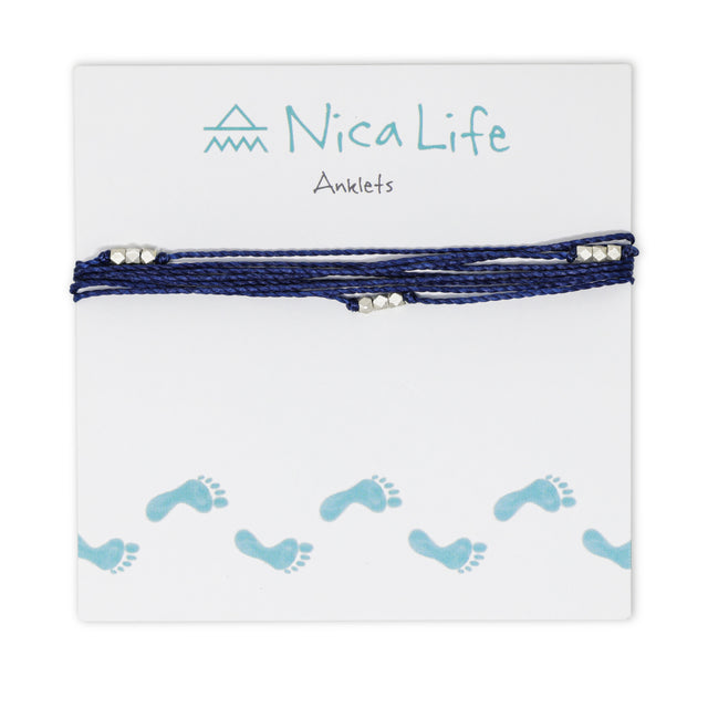 Navy Macua in Silver Anklet