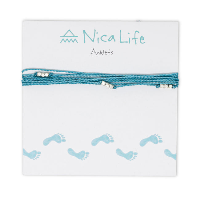Teal Macua in Silver Anklet
