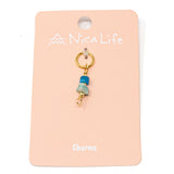 Amazonte & Apatite Stone Charm for charm bar on pink Nica Life branded card