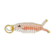 Hand beaded two tone pink fish charm for a charm necklace or bracelet shown on white