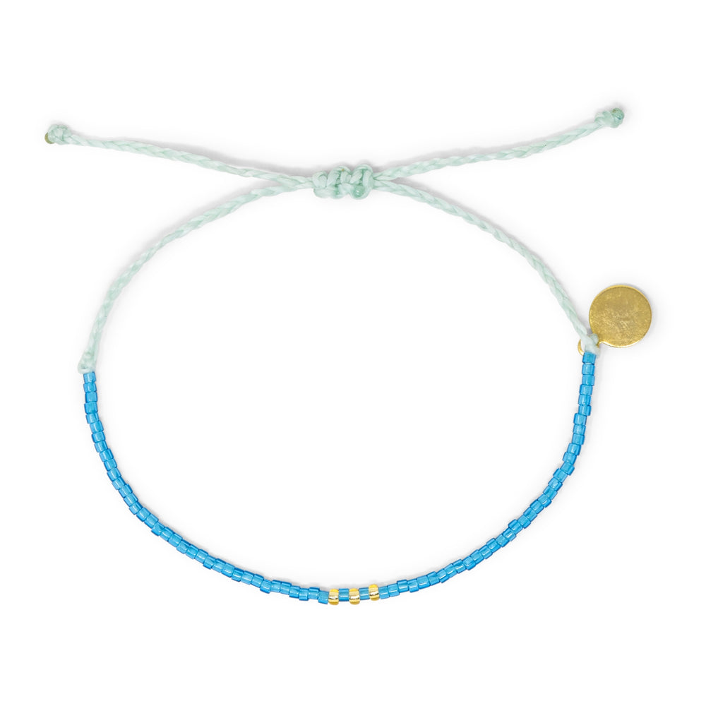 Blue w/ Gold Seed Bead Adjustable Bracelet