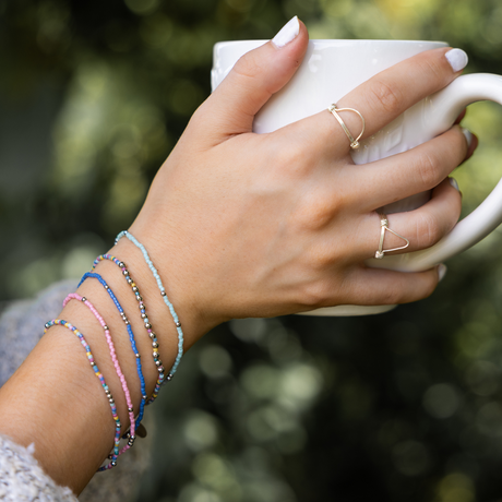 Denim & Silver Stretch Bracelet
