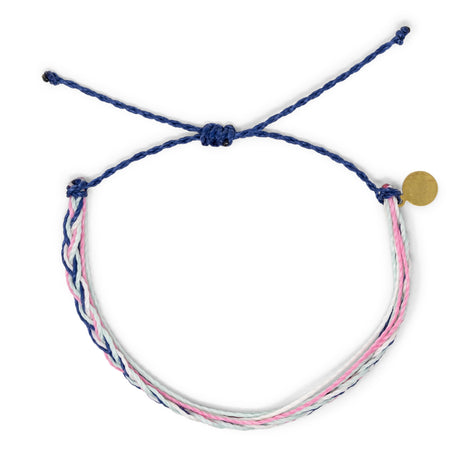 Braided String Bracelet (Navy, Pink, Mint) on White