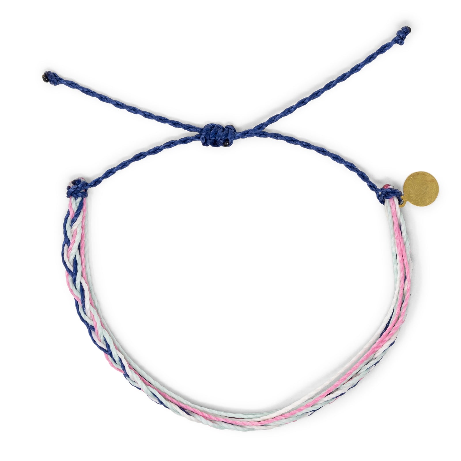 Braided String Bracelet (Navy, Pink, Mint) on White