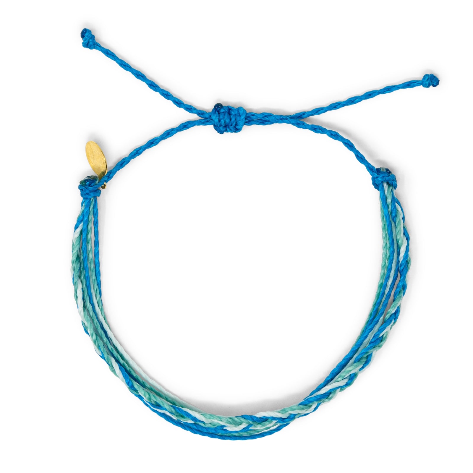 Braided String Bracelet Blues & Greens on White