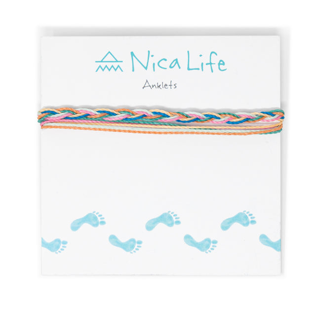 Braided String Bracelet Carnival Colors on Card