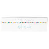 Brightly colored seed bead chokers shown on a Nica Life branded card