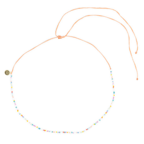 Bright colored beaded waterproof choker shown on white top view