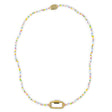 Colorful beaded charm bar base with carabiner clasp for charms on white top view