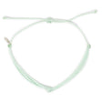 Light mint string knot anklet top view on white