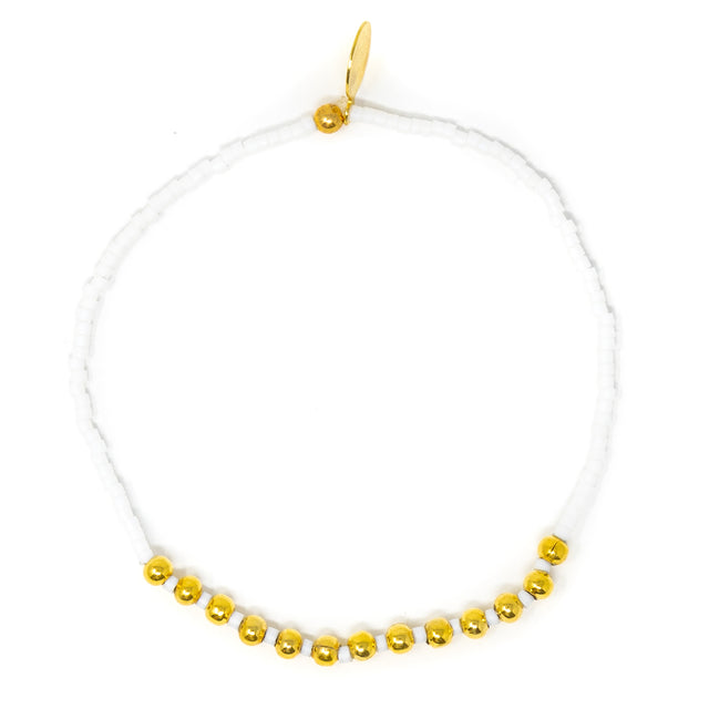 White & Gold Alternating Stretch Bracelet