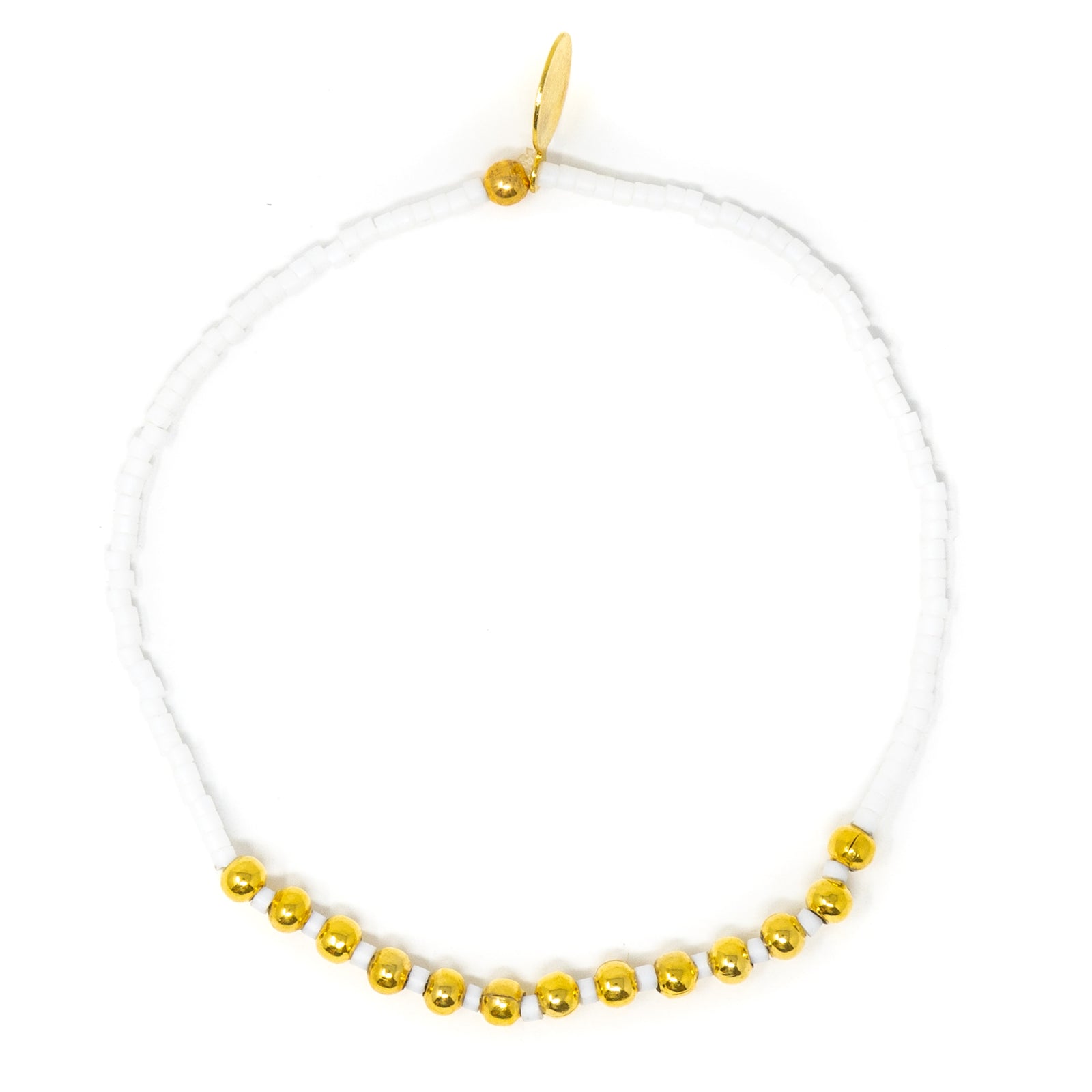 White & Gold Alternating Stretch Bracelet