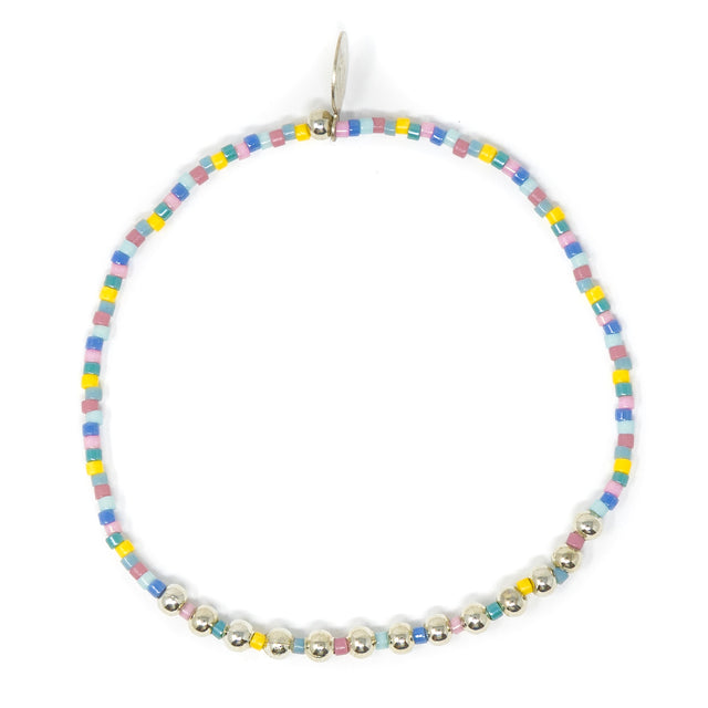 Wildflower & Silver Alternating Stretch Bracelet