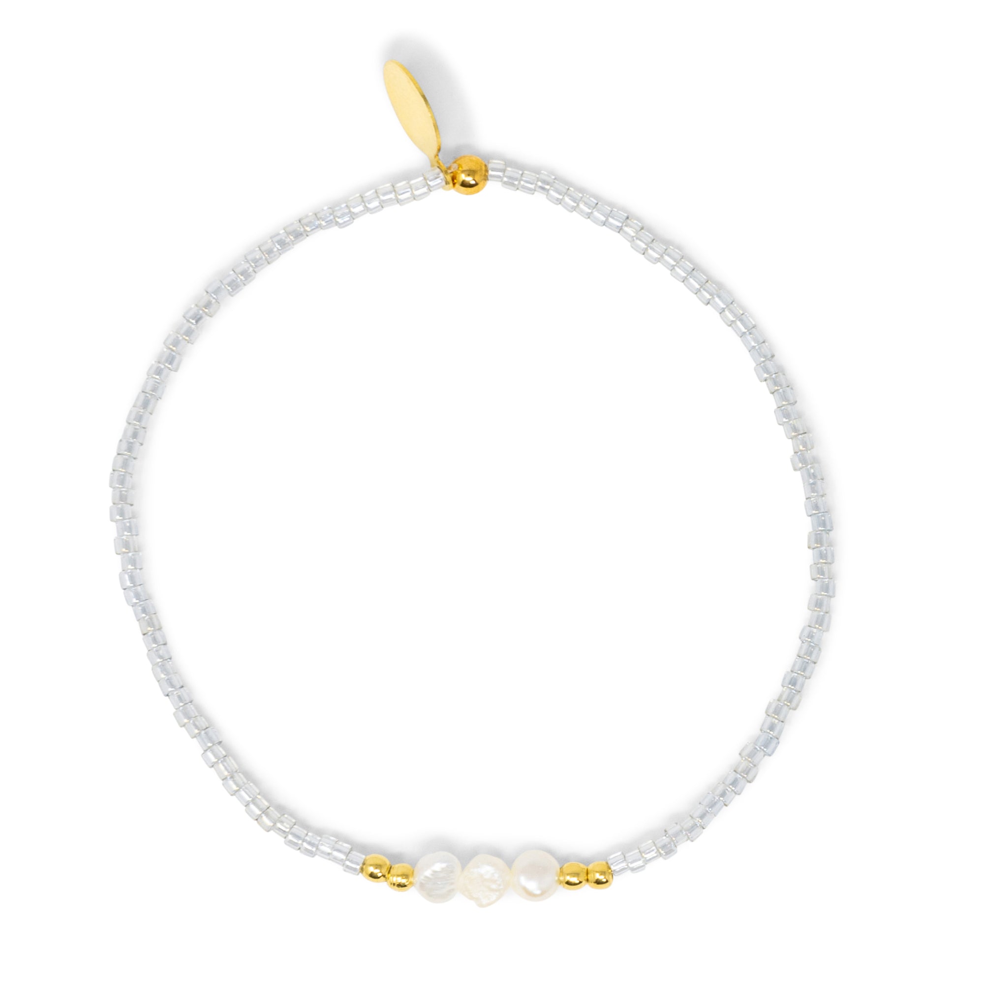Pearl w/ Haze Stretch Bracelet in Gold