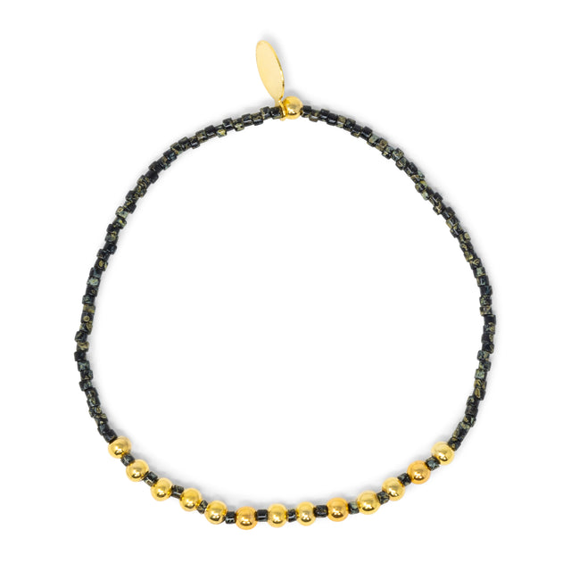 Night Sky w/ Gold Alternating Stretch Bracelet