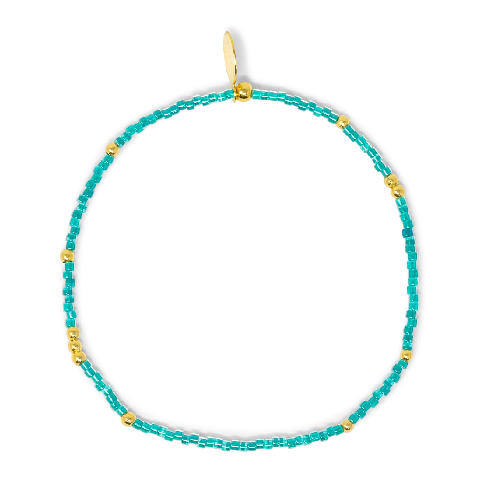 Sea Green & Gold Round Bead 2mm Stretch