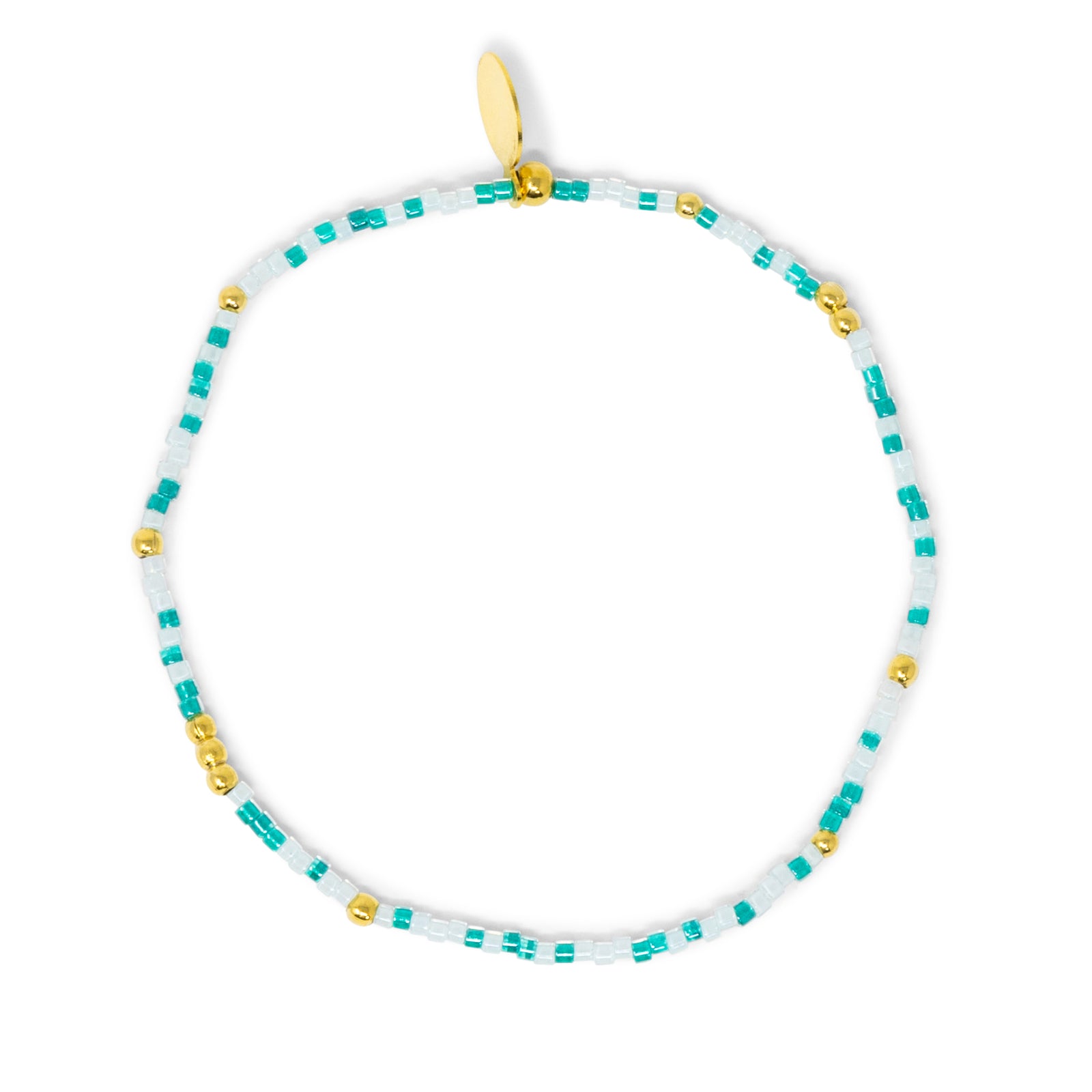 Sea Green, Sea Mist  & Gold Stretch Bracelet