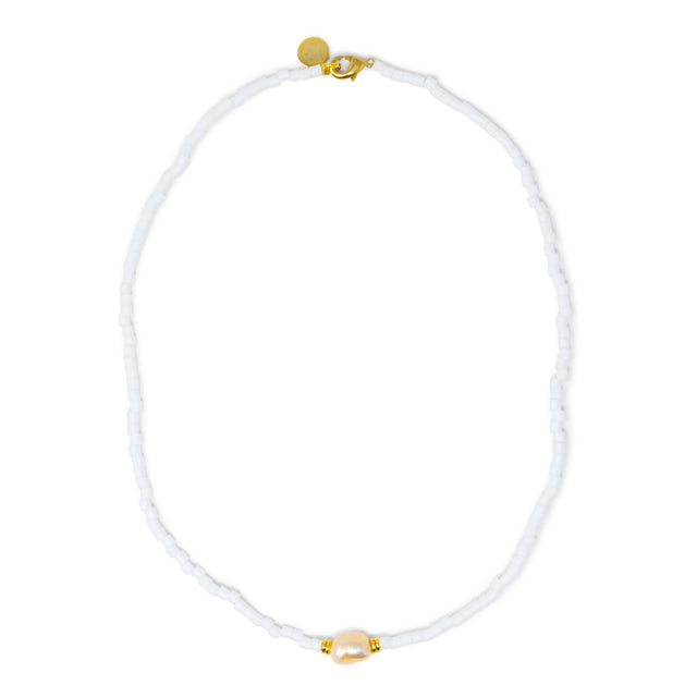 Baroque Peach Pearl Necklace in Gold