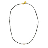 Baroque White Pearl Necklace in Black & Gold