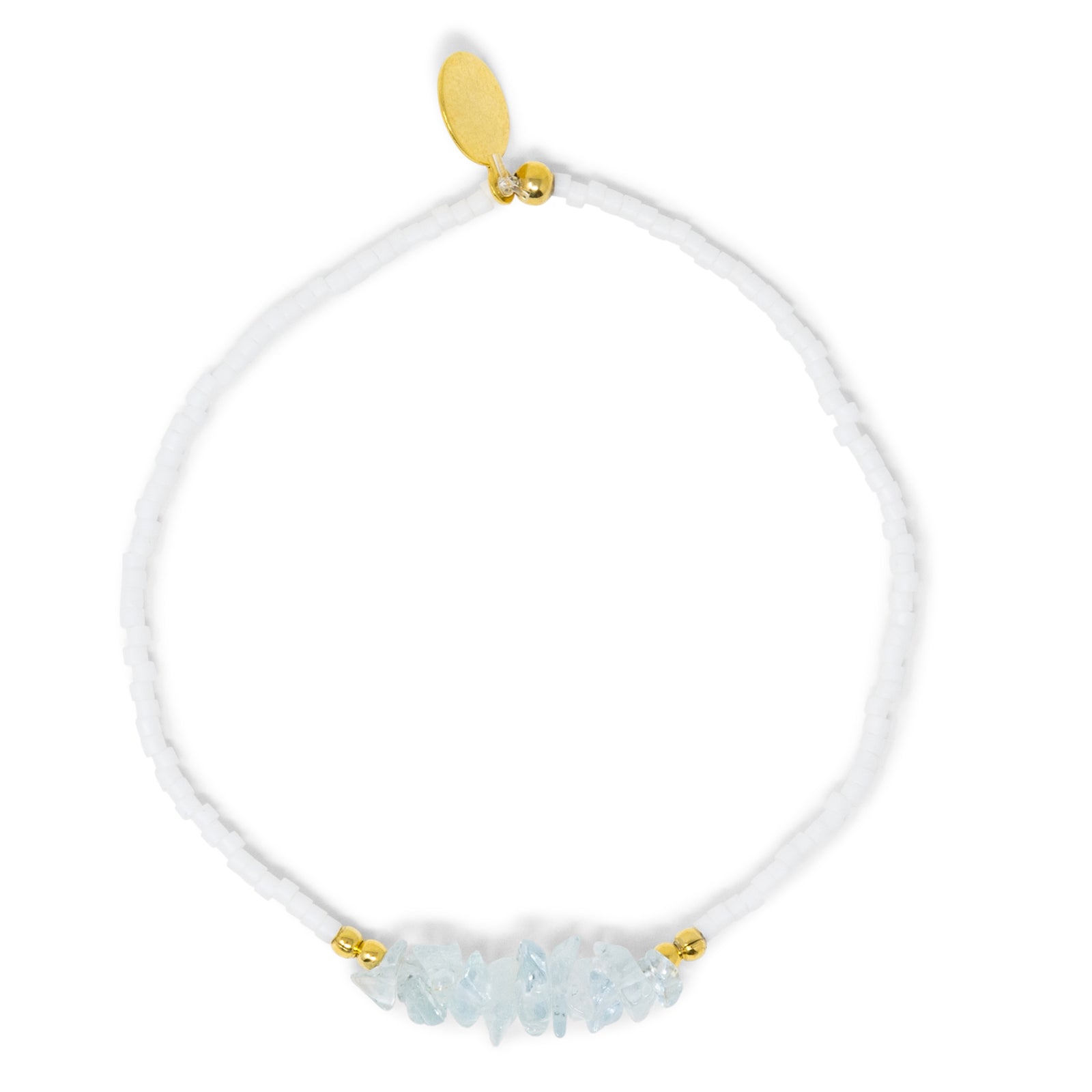 Aquamarine & Gold Stretch Bracelet