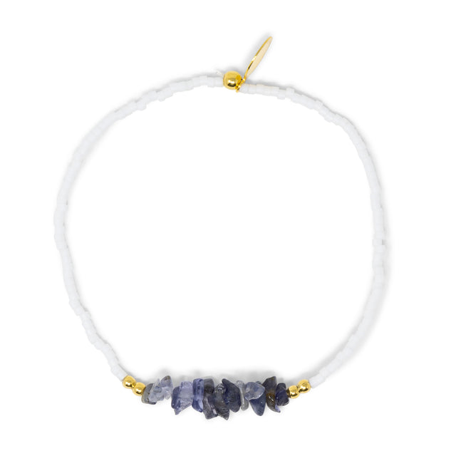 Iolite & Gold Stretch Bracelet
